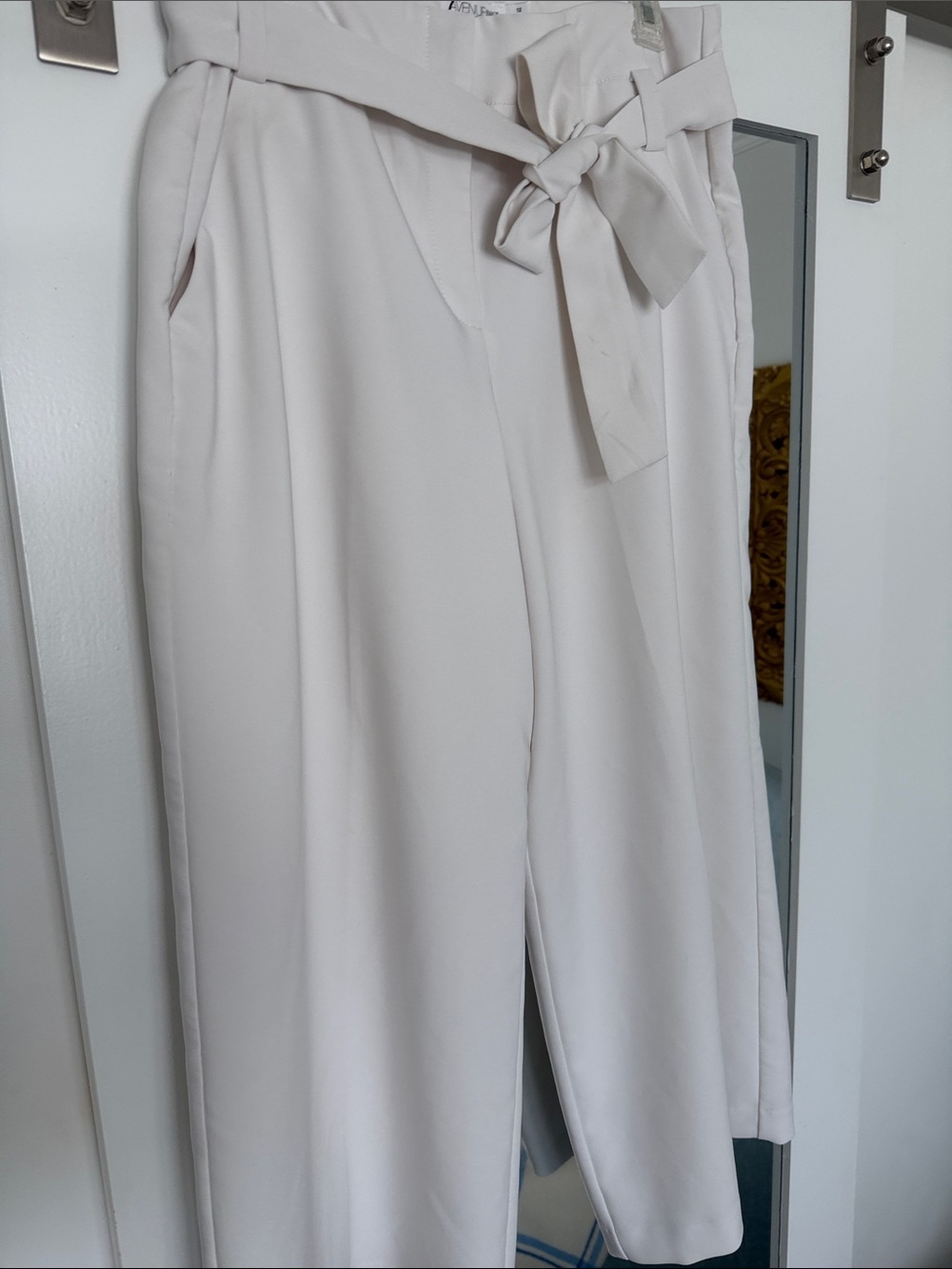 Wide-Leg Tie-Waist Pants in off white — Classic Women's Trousers